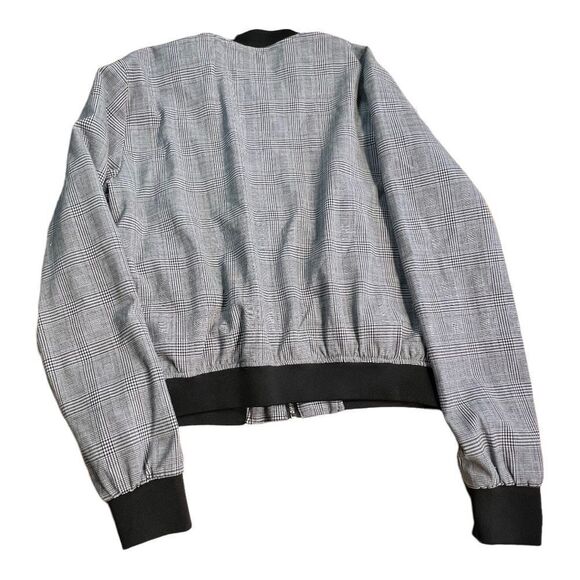 Mens Fox Zip Up Plaid Black White Bomber Long Sleeve sz 1 unisex shacket - Picture 5 of 10